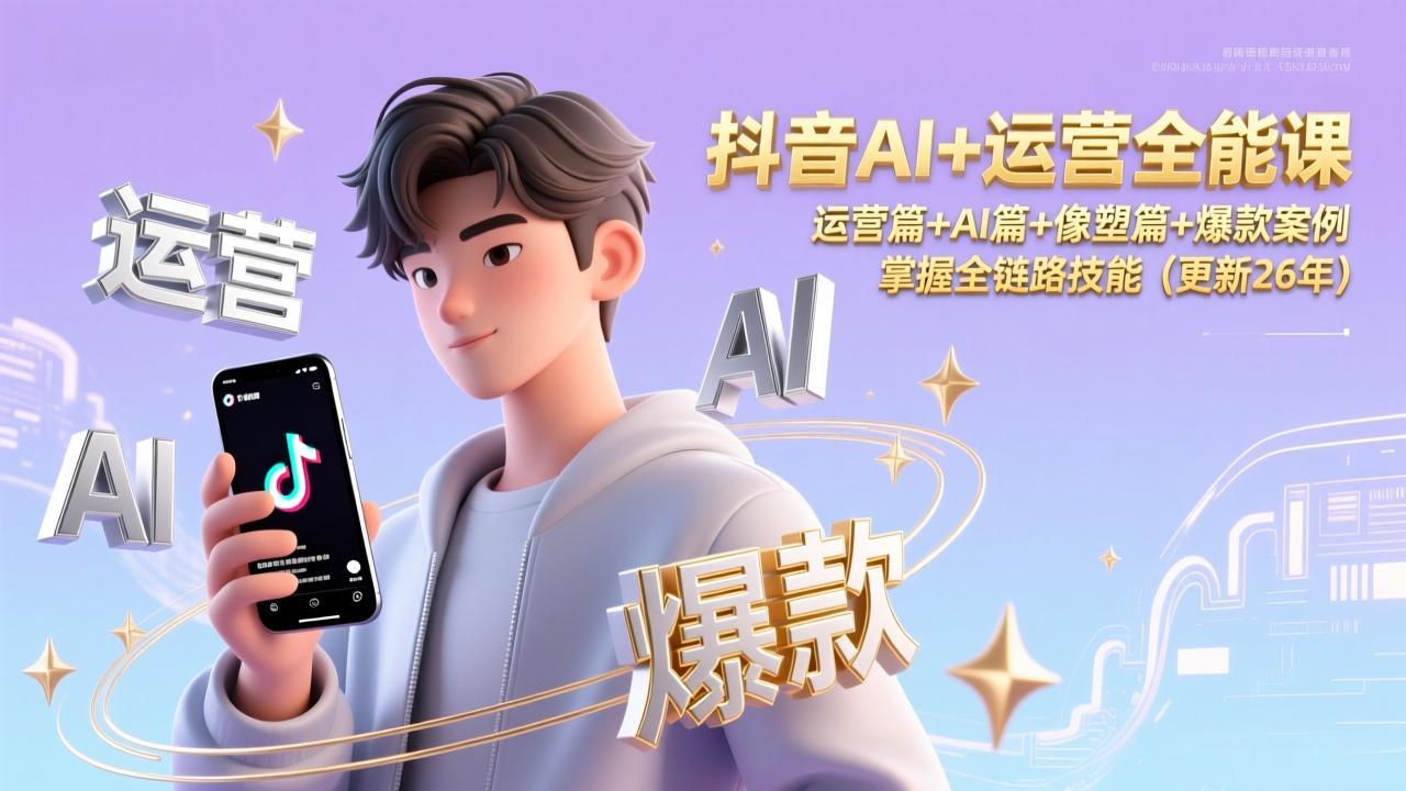 抖音AI+运营全能课，运营篇+AI篇+像塑篇+爆款案例，掌握全链路技能(更新26年-紫薇云网创合伙人