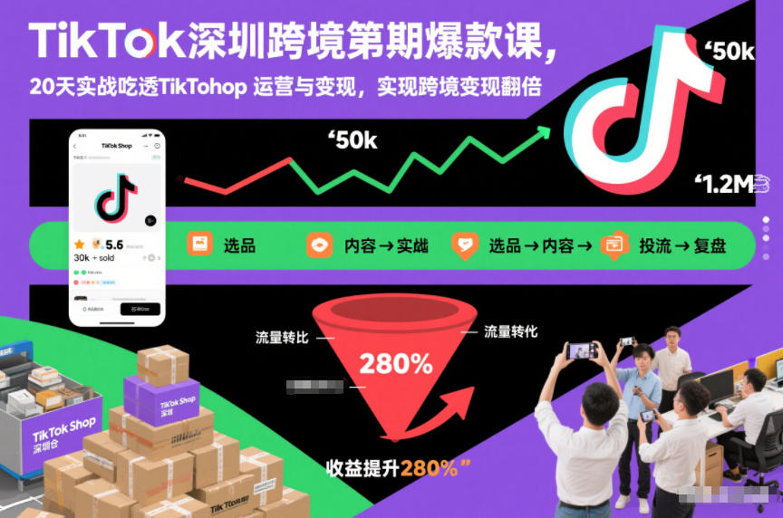 TikTok深圳跨境第2期爆款课，20天实战吃透TikTok Shop运营与变现，实现跨境变现翻倍-紫薇云网创合伙人