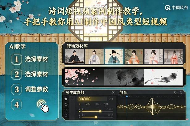 古诗词短视频案例制作教学,手把手教你用AI制作中国风类型短视频-紫薇云网创合伙人