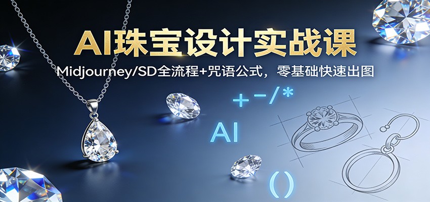 AI珠宝设计实战课：Midjourney/SD全流程+咒语公式，零基础快速出图-紫薇云网创合伙人