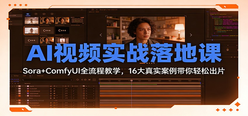 AI视频实战落地课：Sora+ComfyUI全流程教学，16大真实案例带你轻松出片-紫薇云网创合伙人