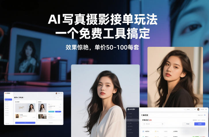 AI写真摄影接单玩法，一个免费工具搞定，效果惊艳，单价50-100每套-紫薇云网创合伙人