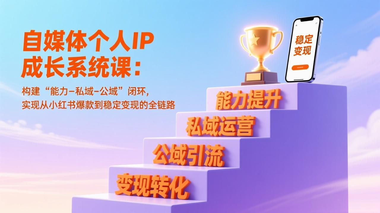 自媒体个人IP成长系统课:构建“能力-私域-公域”闭环,实现从小红书爆款到稳定变现的全链路-紫薇云网创合伙人