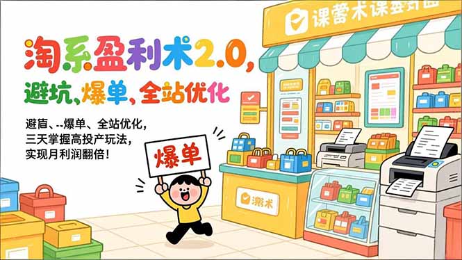 淘系盈利术2.0，避坑、爆单、全站优化，三天掌握高投产玩法，实现月利润翻倍！-紫薇云网创合伙人