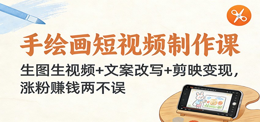 手绘画短视频制作课：生图生视频+文案改写+剪映变现，涨粉赚钱两不误-紫薇云网创合伙人