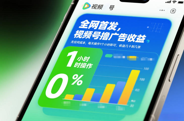 全网首发,视频号撸广告收益,无任何成本,每天操作1个小时即可,收益几十到几张-紫薇云网创合伙人