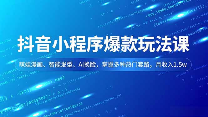 抖音小程序爆款玩法课，萌娃漫画、智能发型、AI换脸，掌握多种热门套路，月收入1.5w-紫薇云网创合伙人