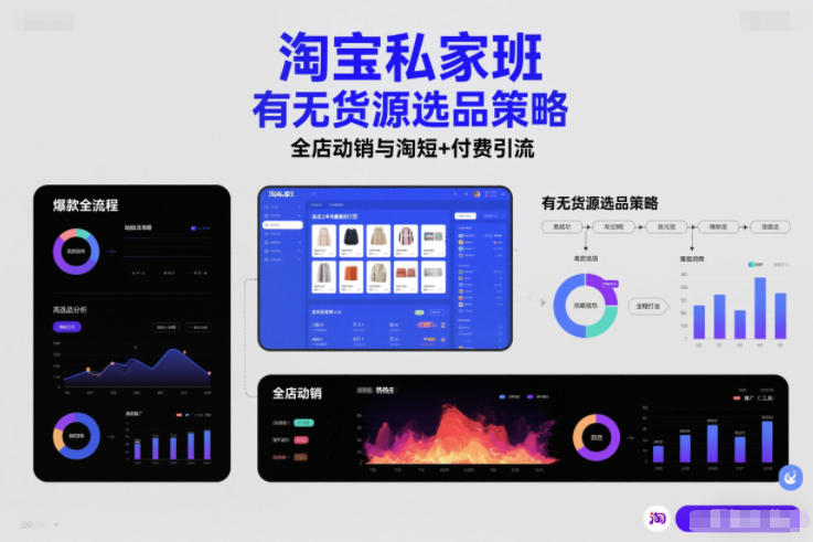 淘宝私家班，有无货源选品策略，高成功率爆款全流程打法，全店动销与淘短+付费引流(更新2026)-紫薇云网创合伙人