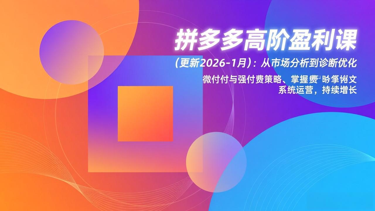 拼多多高阶盈利课(更新2026-1月-紫薇云网创合伙人