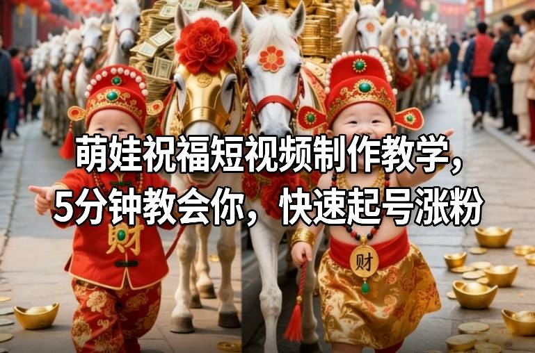 萌娃祝福短视频制作教学,5分钟教会你,快速起号涨粉-紫薇云网创合伙人