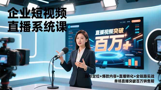 企业短视频直播系统课，账号定位+爆款内容+直播转化+全链路实战，单场直播突破百万销售额-紫薇云网创合伙人