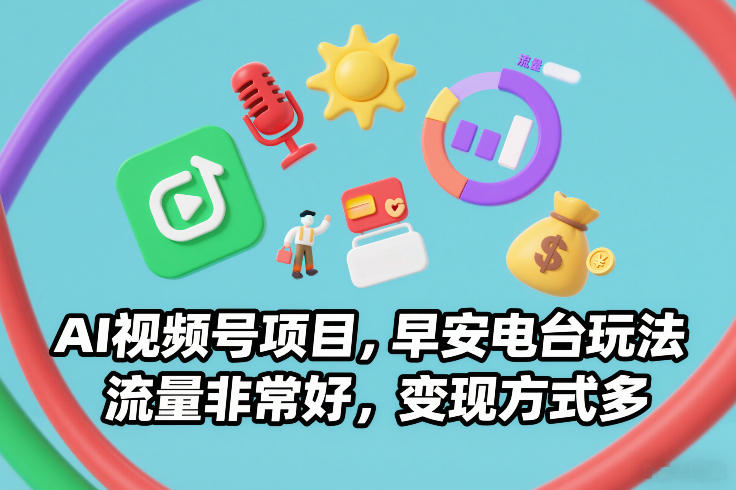 AI视频号项目，早安电台玩法，流量非常好，变现方式多-紫薇云网创合伙人