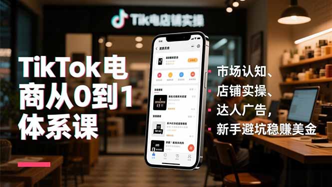 TikTok电商从0到1体系课，市场认知、店铺实操、达人广告，新手避坑稳赚美金-紫薇云网创合伙人