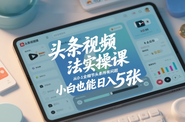 头条视频玩法实操课，从0-1全细节头条所有问题，小白也能日入5张-紫薇云网创合伙人