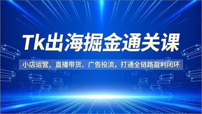 Tk出海掘金通关课，小店运营、直播带货、广告投流，打通全链路盈利闭环-紫薇云网创合伙人