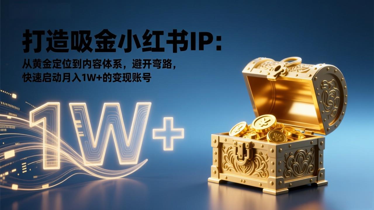 打造吸金小红书IP：从黄金定位到内容体系，避开弯路，快速启动月入1W+的变现账号-紫薇云网创合伙人