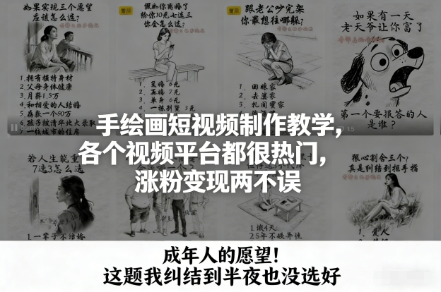 手绘画短视频制作教学，各个视频平台都很热门，涨粉变现两不误-紫薇云网创合伙人