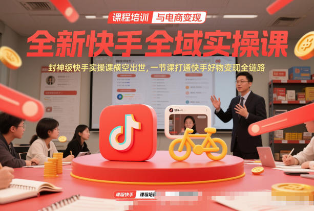 全新快手全域实操课，封神级快手实操课横空出世，一节课打通快手好物变现全链路-紫薇云网创合伙人