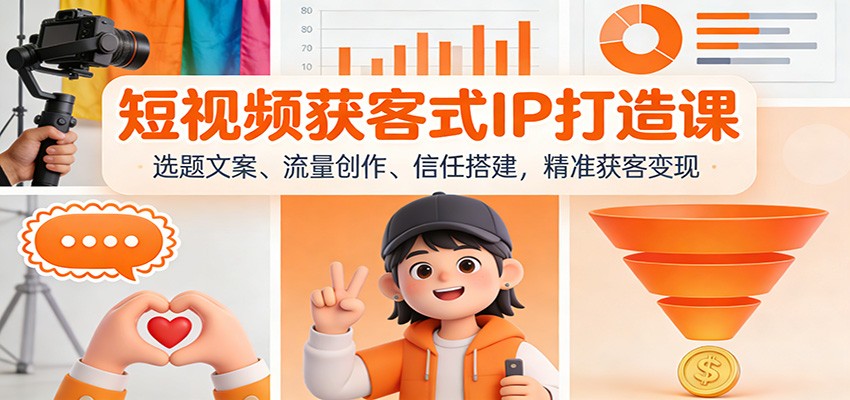 短视频获客式IP打造课：选题文案、流量创作、信任搭建，精准获客变现-紫薇云网创合伙人