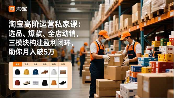 淘宝高阶运营私家课：选品、爆款、全店动销，三模块构建盈利闭环，助你月入破5万(更新12月-紫薇云网创合伙人