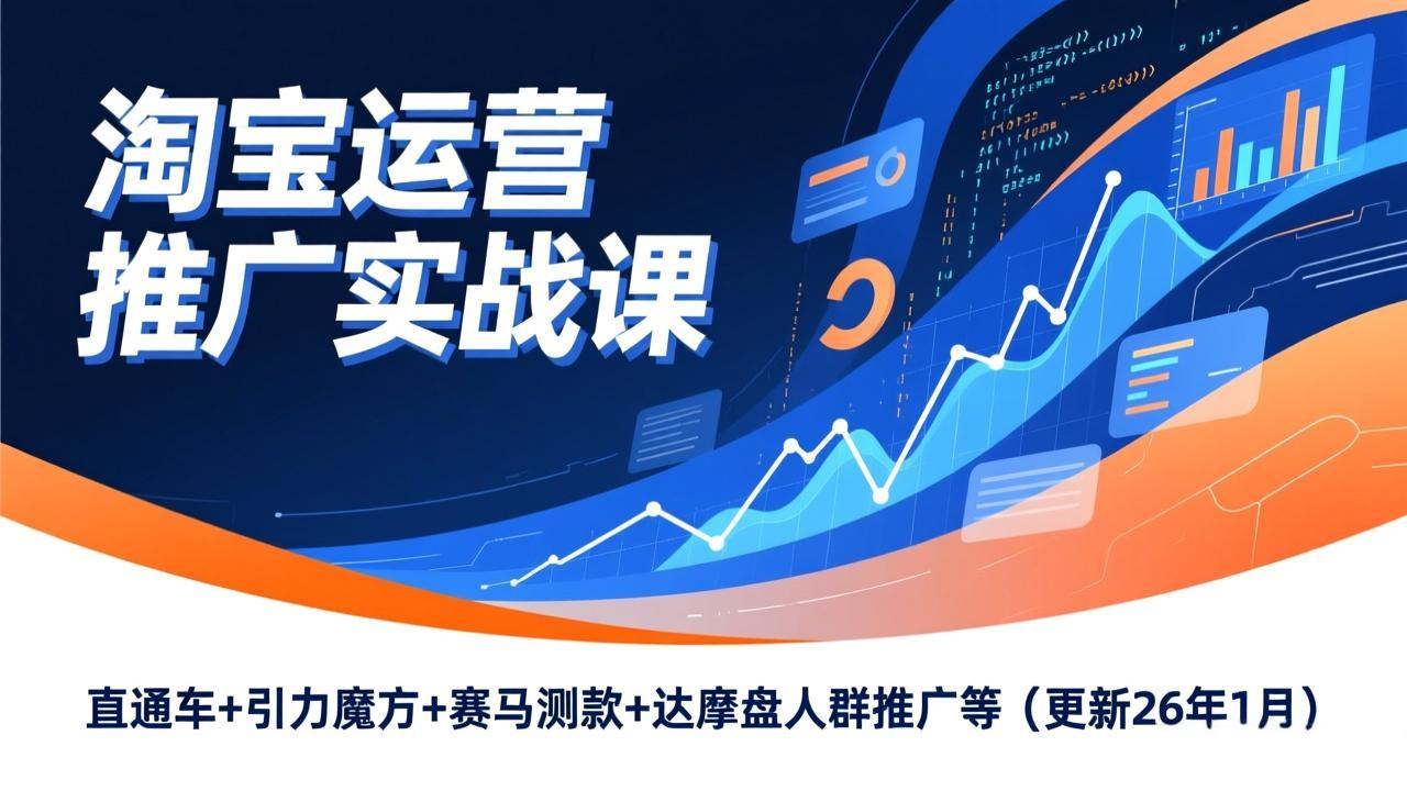 淘宝运营推广实战课，直通车+引力魔方+赛马测款+达摩盘人群推广等(更新26年1月-紫薇云网创合伙人