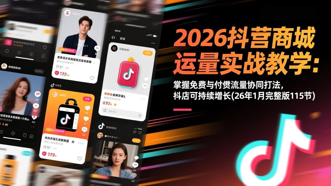 2026抖音商城运营实战教学:掌握免费与付费流量协同打法,抖店可持续增长(26年1月完整版115节-紫薇云网创合伙人