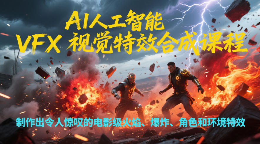 AI人工智能VFX视觉特效合成课程，制作出令人惊叹的电影级火焰、爆炸、角色和环境特效-紫薇云网创合伙人