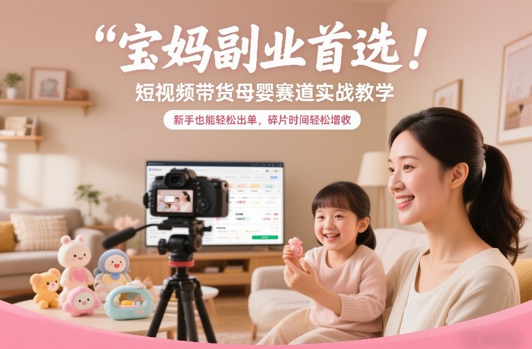 宝妈副业首选!短视频带货母婴赛道实战教学,新手也能轻松出单,碎片时间轻松增收-紫薇云网创合伙人