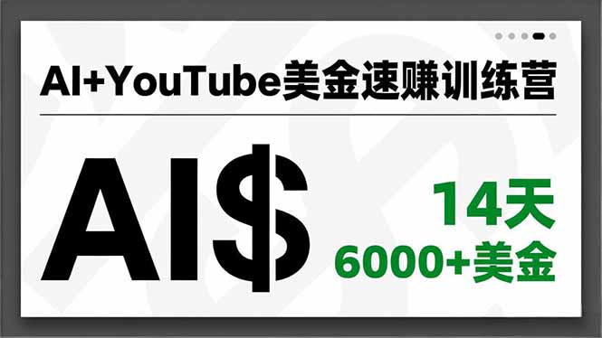 AI+YouTube美金速赚训练营，AI量产、爆款公式、急速变现、独家视野，14天创收6000+美金-紫薇云网创合伙人