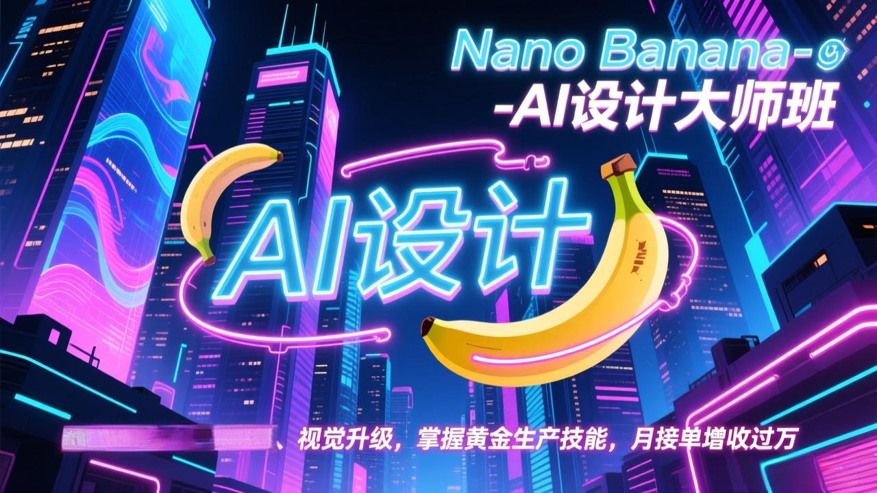 Nano Banana-AI设计大师班，修图合成、广告创作、视觉升级，掌握黄金生产技能，月接单增收过万-紫薇云网创合伙人