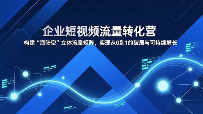 企业短视频流量转化营，构建“海陆空”立体流量矩阵，实现从0到1的破局与可持续增长-紫薇云网创合伙人