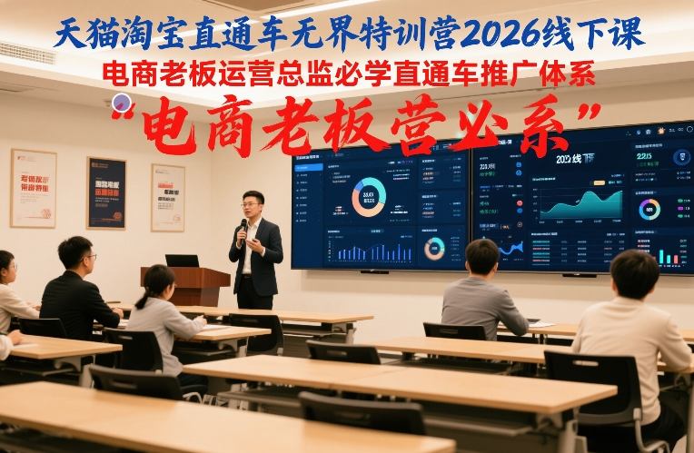 天猫淘宝直通车无界特训营2026线下课,电商老板运营总监必学直通车推广体系-紫薇云网创合伙人