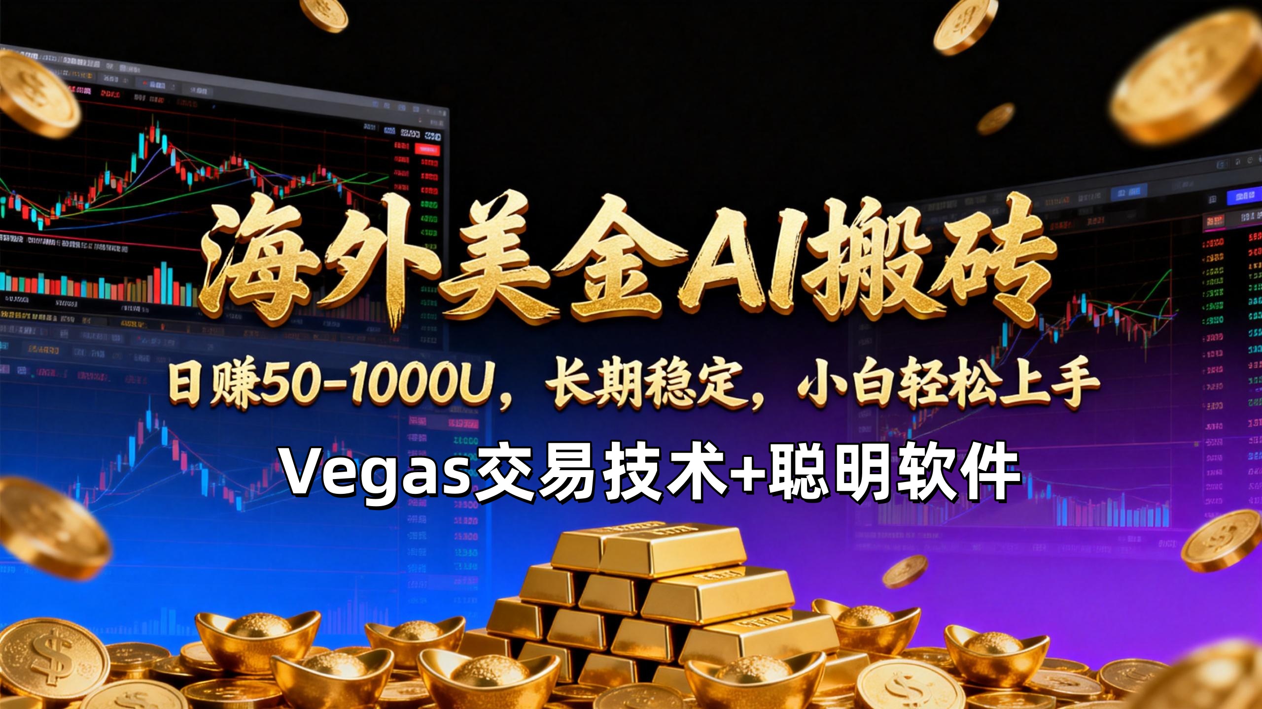 【海外美金AI搬砖】Vegas交易技术+聪明软件，日赚50-1000U，长期稳定，小白轻松上手。-紫薇云网创合伙人