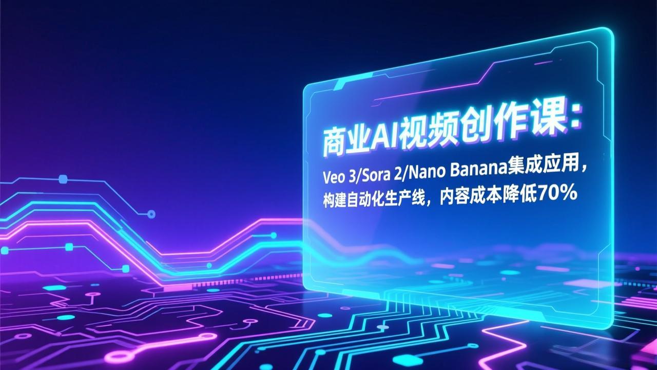 商业AI视频创作课:Veo 3/Sora 2/Nano Banana集成应用,构建自动化生产线,内容成本降低70%-紫薇云网创合伙人