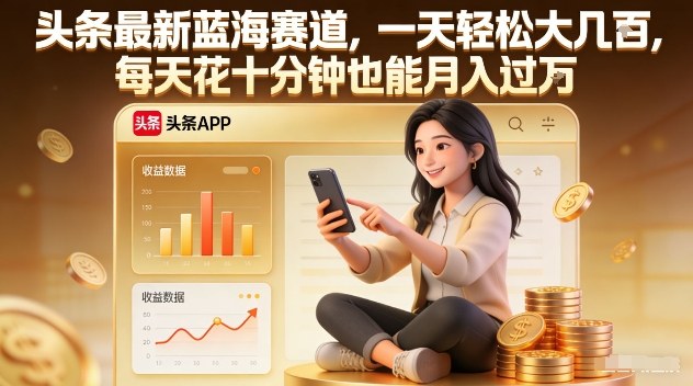 头条最新蓝海赛道，一天轻松大几张，每天花十分钟也能月入过1W【揭秘】-紫薇云网创合伙人