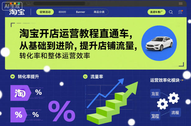 淘宝开店运营教程直通车，从基础到进阶，提升店铺流量，转化率和整体运营效率(更新26年1月)-紫薇云网创合伙人