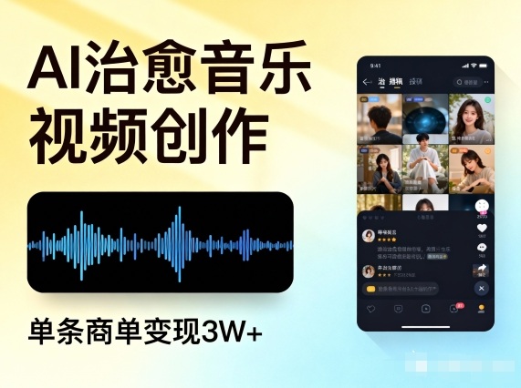 AI做治愈音乐视频，多平台投稿，单条商单变现3W+-紫薇云网创合伙人