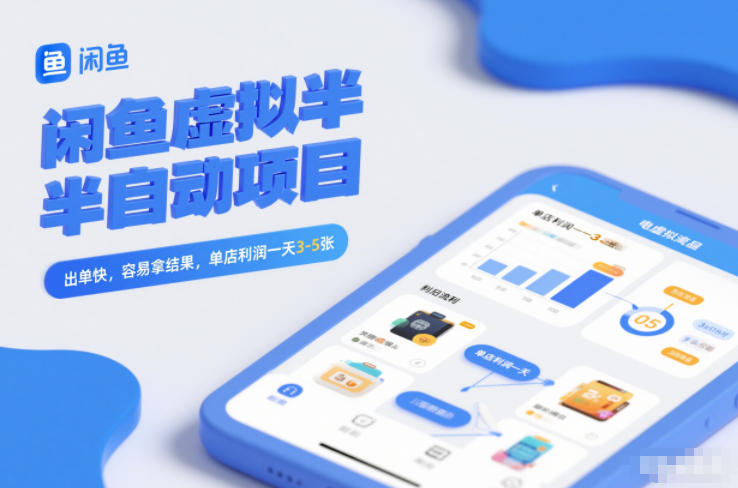 闲鱼虚拟半自动项目，出单快，容易拿结果，单店利润一天3-5张-紫薇云网创合伙人