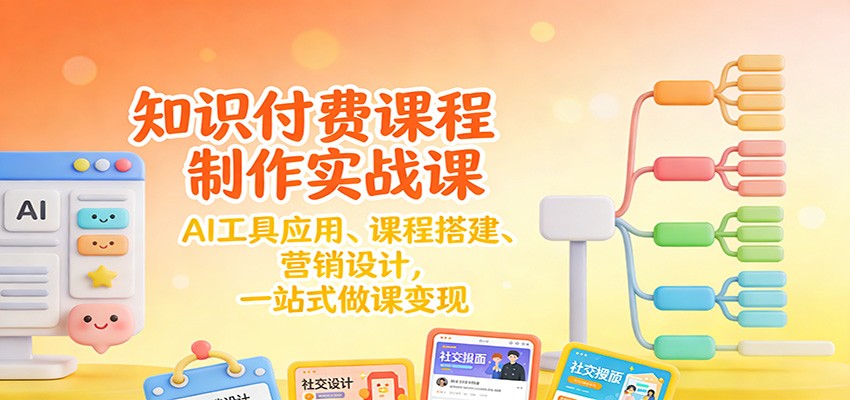 知识付费课程制作实战课：AI工具应用 、课程搭建、营销设计，一站式做课变现-紫薇云网创合伙人