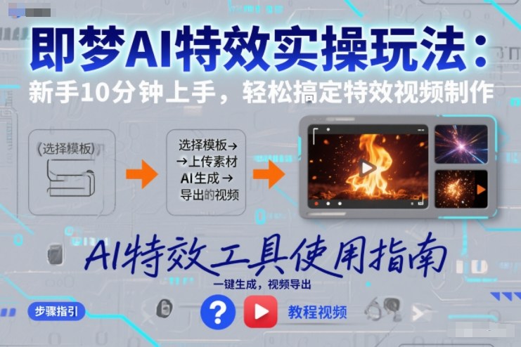 即梦AI特效实操玩法：新手10分钟上手，轻松搞定特效视频制作-紫薇云网创合伙人