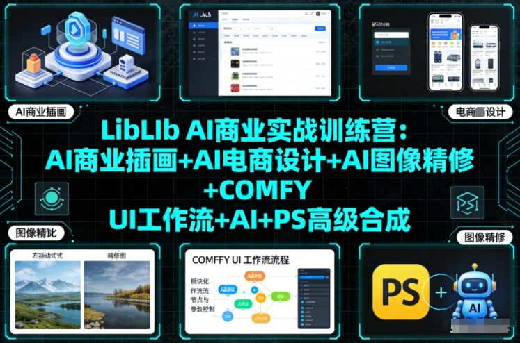 LibLIb AI商业实战训练营：AI商业插画+AI电商设计+AI图像精修+COMFY UI工作流+AI+PS高级合成-紫薇云网创合伙人