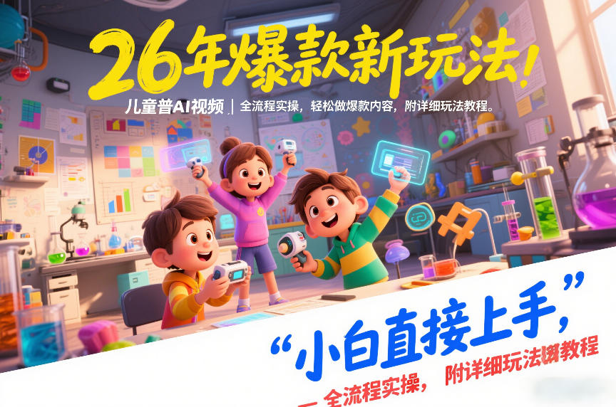 26年爆款新玩法，儿童科普AI视频，全流程实操，轻松做爆款内容，小白直接上手，附详细玩法教程-紫薇云网创合伙人