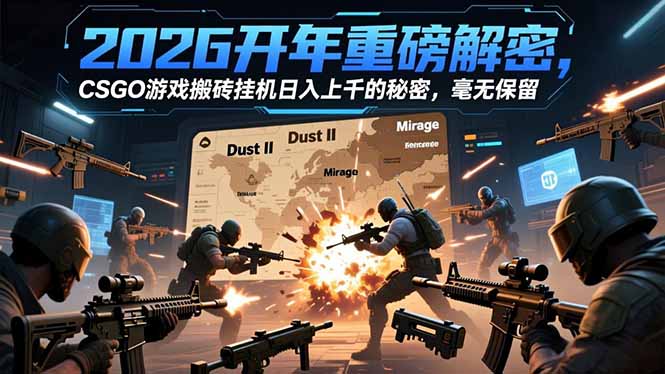 2026开年重磅解密，CSGO游戏搬砖挂机日入上千的秘密，毫无保留-紫薇云网创合伙人