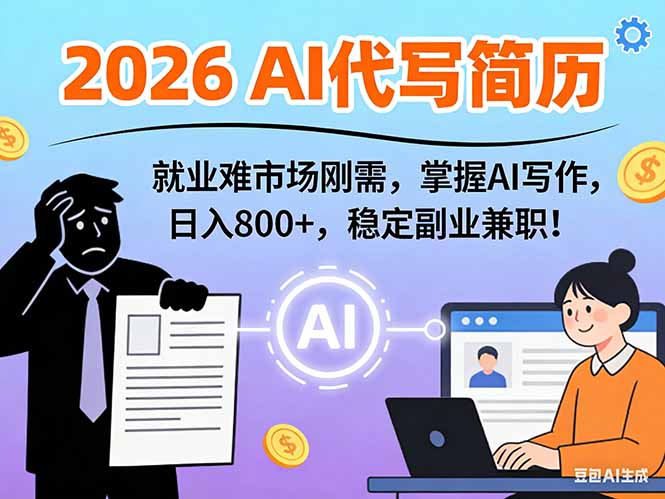 AI代写简历，超暴利，用万能模板月入1-3万实战教程，2026年市场刚需！-紫薇云网创合伙人