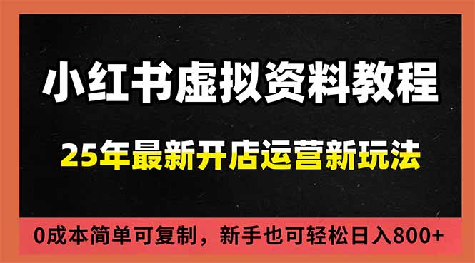 小红书虚拟资料项目：最新搜索流变现玩法，0成本简单可复制，一人多店打法，新手日入800+-紫薇云网创合伙人
