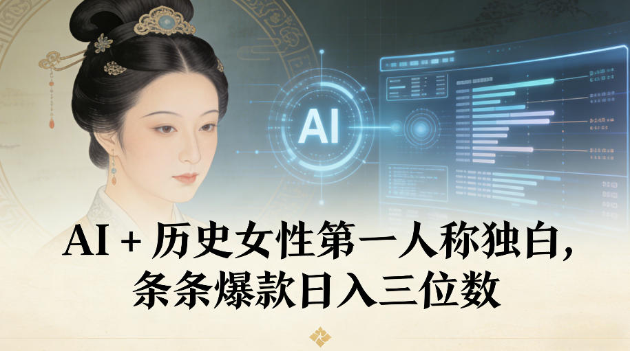 AI+历史女性第一人称独白，条条爆款日入三位数-紫薇云网创合伙人