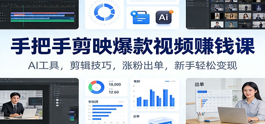 手把手剪映爆款视频赚钱课：AI工具，剪辑技巧，涨粉出单，新手轻松变现-紫薇云网创合伙人