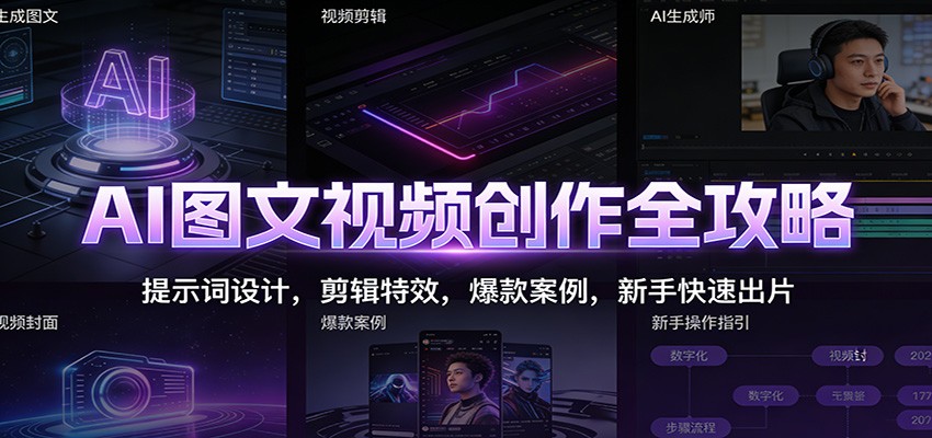 AI图文视频创作全攻略：提示词设计，剪辑特效，爆款案例，新手快速出片-紫薇云网创合伙人