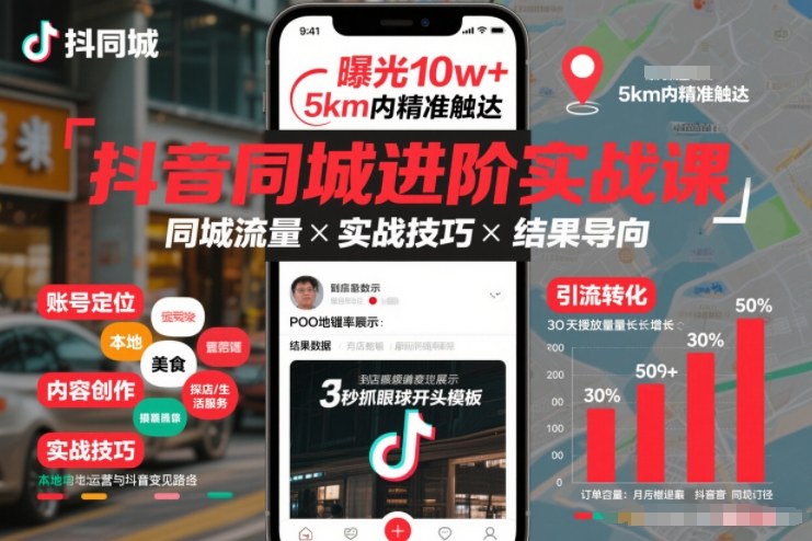 抖音同城进阶实战课，助你同城流量拿到结果-紫薇云网创合伙人