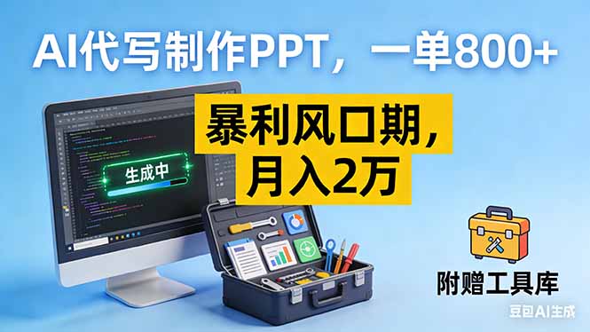 AI代写制作PPT，一单800+， 暴利风口期，月入2万【附工具】-紫薇云网创合伙人